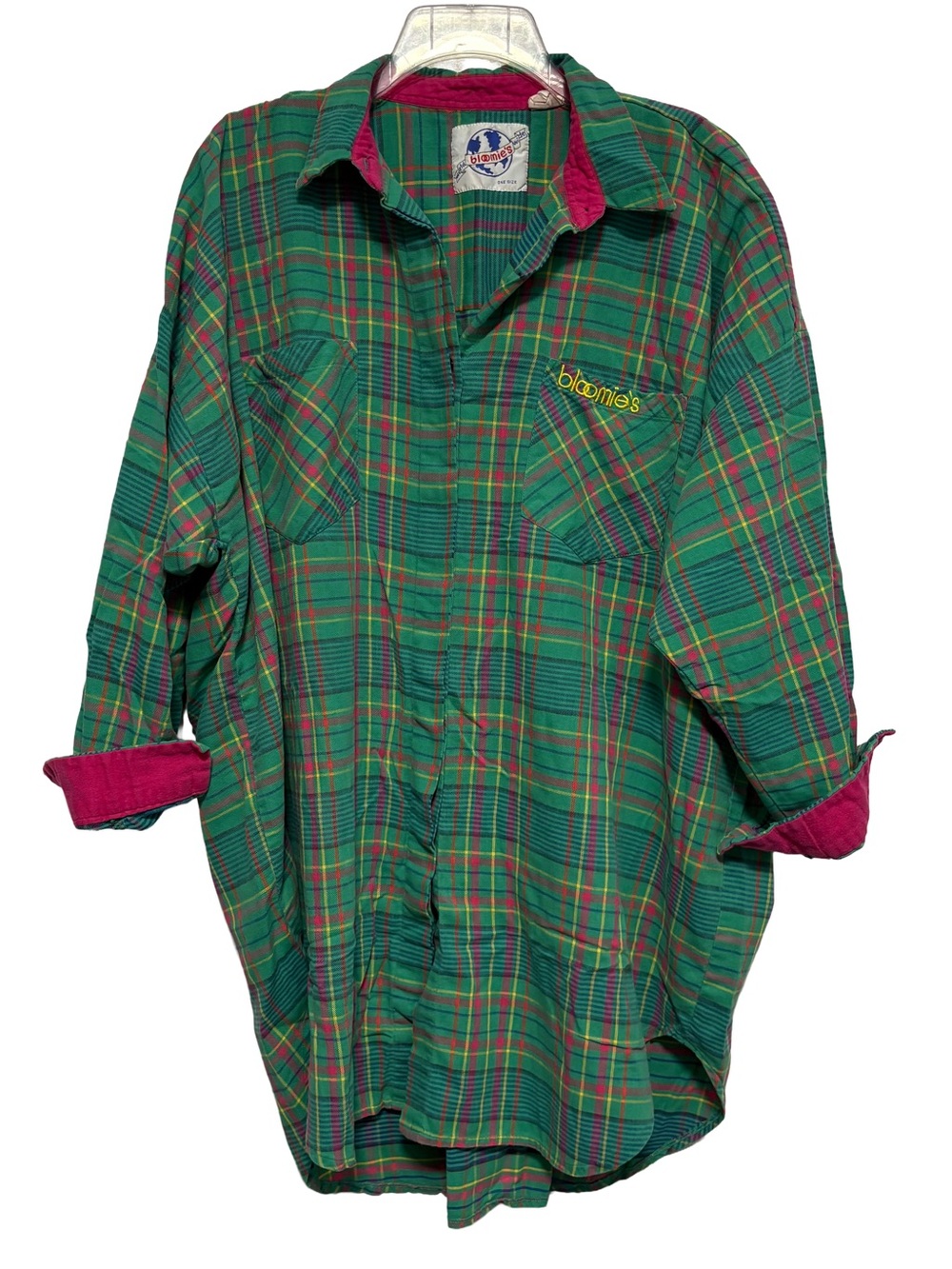 VINTAGE 90s Bloomie's Plaid Flannel Shirt Oversized Grunge Indie Sleaze OS